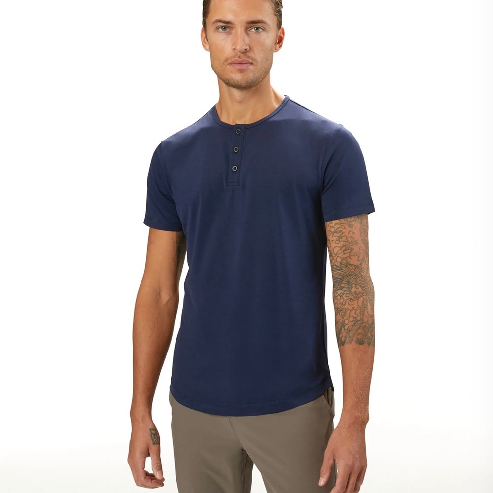 Cuts Clothing Curve Henley Pacific Blue Size M